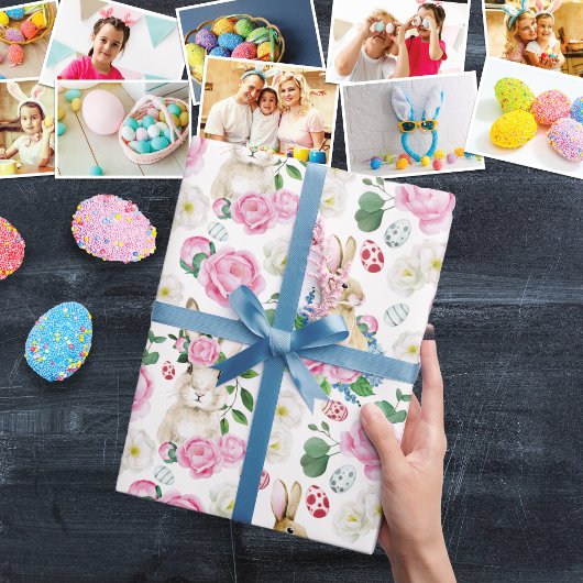 イースターエッグバニーフローラパステルペニーズウォーター色 ラッピングペーパー