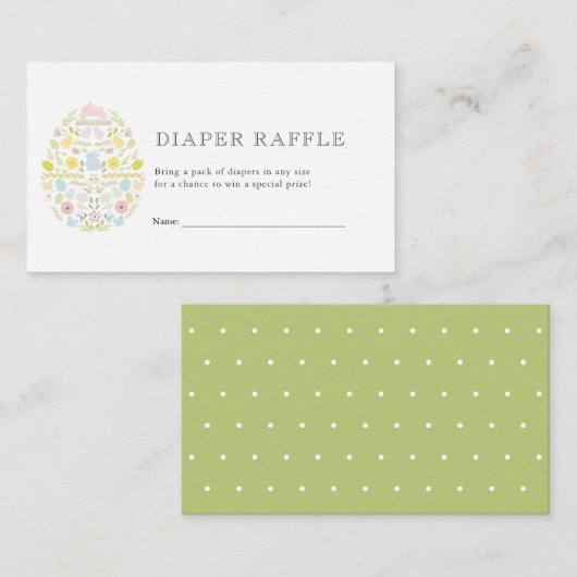 イースターエッグバニーベビーシャワーおむつラッフルチケット エンクロージャーカード (正面/裏面)
