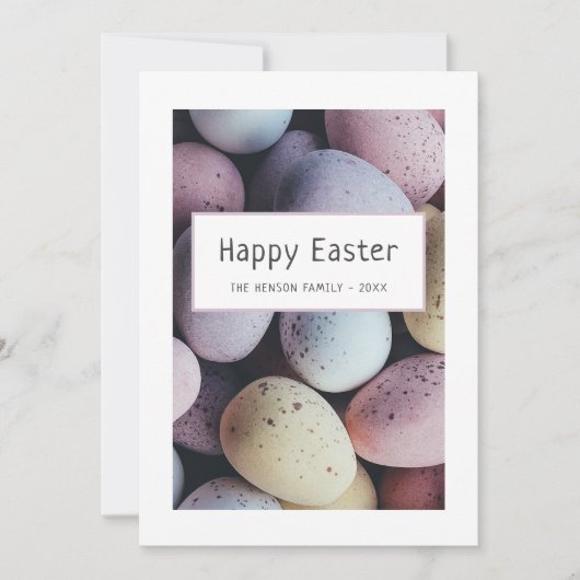 イースターエッグパステルハッピーイースターファミリー シーズンカード (正面)