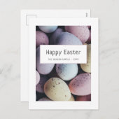 イースターエッグパステルハッピーイースターファミリー シーズンポストカード (正面/裏面)