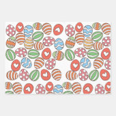 イースターエッグパターンラッピング紙-カラフルギフト ラッピングペーパーシート (正面)