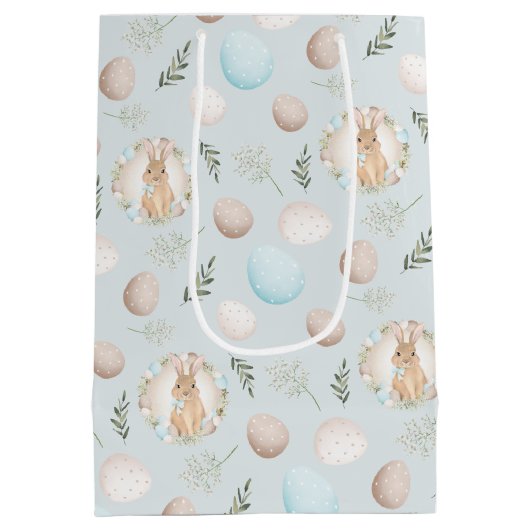 イースターエッグパターン春バニーミディアム抱き枕 ミディアムペーパーバッグ (裏面)