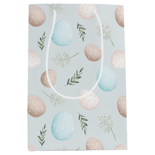 イースターエッグパターン春誕生日 ミディアムペーパーバッグ (正面)