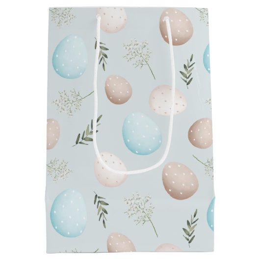 イースターエッグパターン春誕生日 ミディアムペーパーバッグ (裏面)