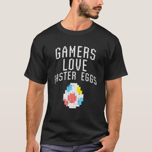 イースターエッグピクセル化イースタービデオゲームゲーム Tシャツ (正面)