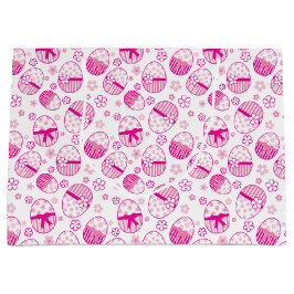 イースターエッグピンクグラフィックの好意抱き枕 ラージペーパーバッグ