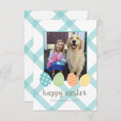 イースターエッグフォトカードブルー 招待状 (正面/裏面)