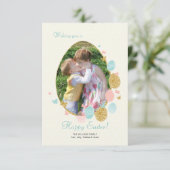 イースターエッグフレームフォトグリーティングカード 招待状 (スタンド正面)