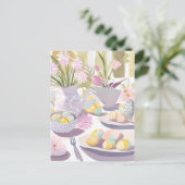 イースターエッグフローラ水彩ティーパーティー シーズンポストカード (スタンド正面)