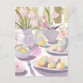 イースターエッグフローラ水彩ティーパーティー シーズンポストカード (正面)