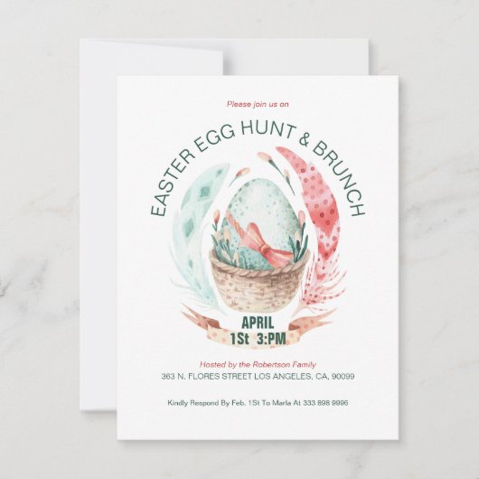 イースターエッグフンイースターブランチ招待状 サンキューカード (正面)