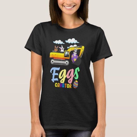 イースターエッグフン子供へ幼児エグおもしろいスカベーター Tシャツ (正面)