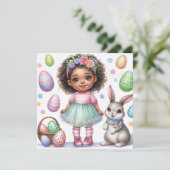 イースターエッグブラックガールバニーウォーターカラー 招待状 (スタンド正面)