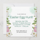 イースターエッグブラックガールバニーウォーターカラー 招待状 (裏面)