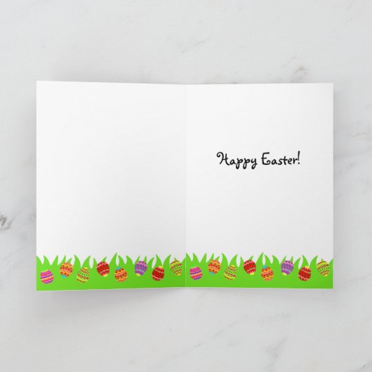 イースターエッグブラックラブラドール子犬の漫画 シーズンカード (内部)