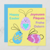 イースターエッグブンニーズ挨拶ドイツ語フランスの ノートカード (正面/裏面)