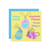 イースターエッグブンニーズ挨拶ドイツ語フランスの ノートカード (正面/裏面インサイチュ)