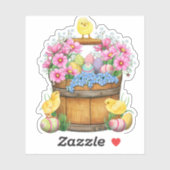 イースターエッグベビーひよこバスケット |ダイカットのシール シール (シート)