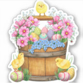 イースターエッグベビーひよこバスケット |ダイカットのシール シール (正面)