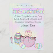イースターエッグベビーシャワー付きベビーガール招待状 招待状 (正面/裏面)