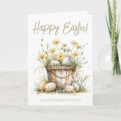 イースターエッグベージュフラワーズホリデーカード シーズンカード (正面)