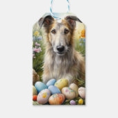 イースターエッグホリデーとウルフハウンドッグ ギフトタグ (正面)