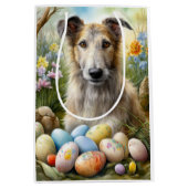 イースターエッグホリデーとウルフハウンドッグ ミディアムペーパーバッグ (正面)