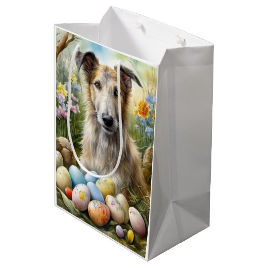 イースターエッグホリデーとウルフハウンドッグ ミディアムペーパーバッグ (裏面アングル)