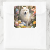 イースターエッグホリデーとサモエードドッグ スクエアシール (バッグ)