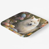 イースターエッグホリデーとサモエードドッグ ペーパープレート (傾斜あり)