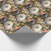 イースターエッグホリデーとサモエードドッグ ラッピングペーパー (角)