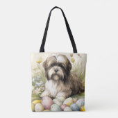 イースターエッグホリデーとチベットテリアドッグ トートバッグ (裏面)