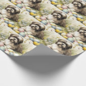 イースターエッグホリデーとチベットテリアドッグ ラッピングペーパー (角)