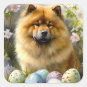 イースターエッグホリデーとチャウチャウ スクエアシール (正面)