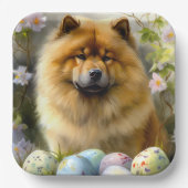 イースターエッグホリデーとチャウチャウ ペーパープレート (正面)