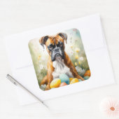 イースターエッグホリデーのあるボクサードッグ スクエアシール (封筒)