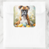 イースターエッグホリデーのあるボクサードッグ スクエアシール (バッグ)