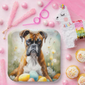 イースターエッグホリデーのあるボクサードッグ ペーパープレート (パーティー)