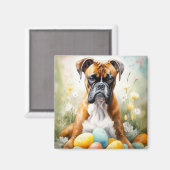 イースターエッグホリデーのあるボクサードッグ マグネット (正面/裏面)