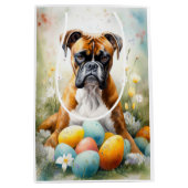 イースターエッグホリデーのあるボクサードッグ ミディアムペーパーバッグ (正面)