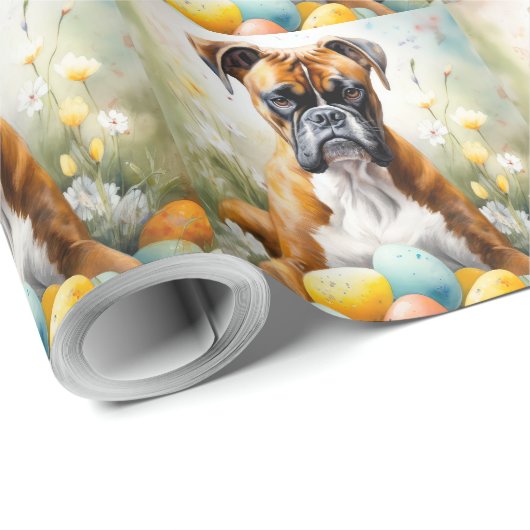 イースターエッグホリデーのあるボクサードッグ ラッピングペーパー (ロールコーナー)