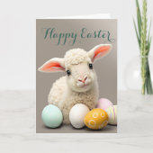 イースターエッグホリデーカードで愛らしい小さな子羊 シーズンカード (正面)