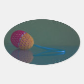 イースターエッグホリデーブルーとグリーン楕円ステッカー 楕円形シール (正面)