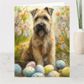 イースターエッグホリデー付きウィートテリア犬 カード (正面)