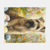 イースターエッグホリデー付きウィートテリア犬 フリースブランケット (正面(横))