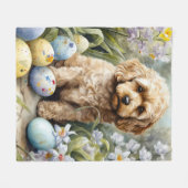 イースターエッグホリデー付きコックポー フリースブランケット (正面(横))