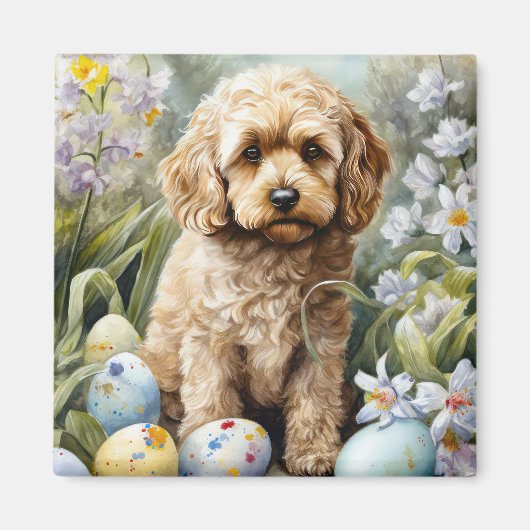 イースターエッグホリデー付きコックポー マグネット (正面)