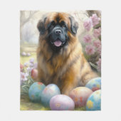 イースターエッグホリデー付きチベットマスティフ犬 フリースブランケット (正面)