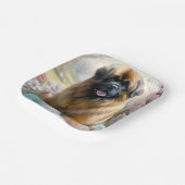 イースターエッグホリデー付きチベットマスティフ犬 ペーパープレート (傾斜あり)