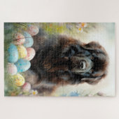 イースターエッグホリデー付きニューファンドランド犬 ジグソーパズル (横)